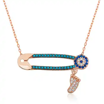 

925 sterling Silver The Genres Change Needle footprint necklace