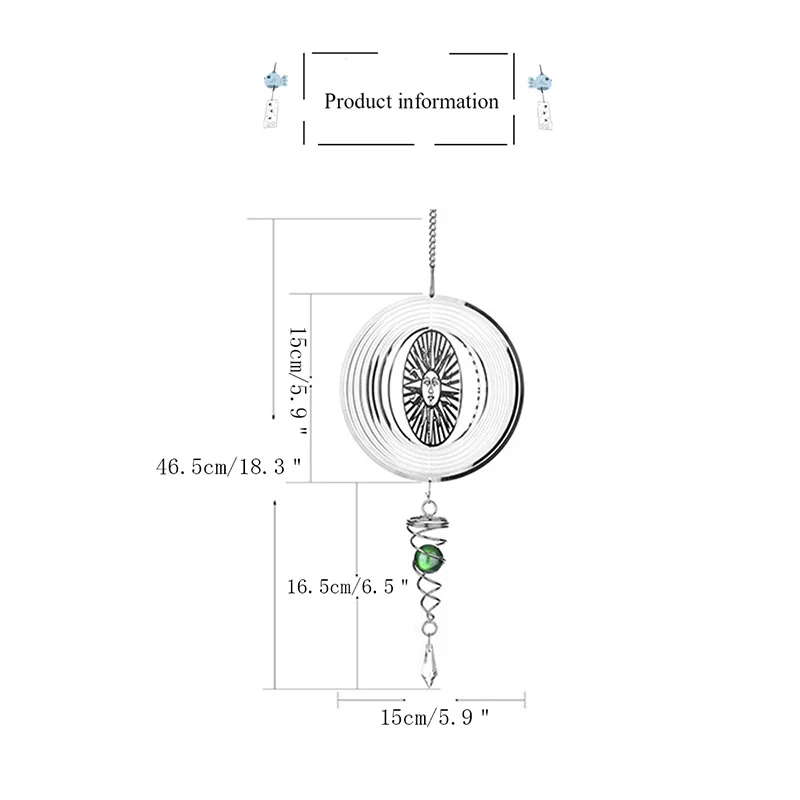 Strongwell Нержавеющая сталь зеркало, Кристалл мяч стерео вращающийся ветряной колокольчик с украшением в форме Открытый Сад мотор колокольчиков подарки