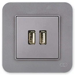 

PnpnElectrıc Gns Radius Metallic Silver USB Charge Socket with 2 Outputs 5V 2.1A USB Charger 2 Outlets 5V 2.1A