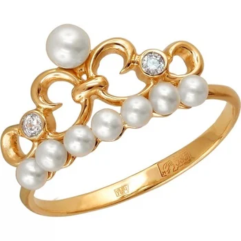 

Esthete ring with pearls and cubic zirconia in red gold