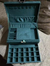 WE New-estuche de 3 capas con broche verde para mujer, organizador de joyería, anillo grande, collar, soporte de maquillaje, caja de joyería de terciopelo con cerradura