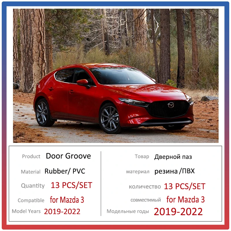 Car Door Groove Mat for Mazda 3 BP Axela 2019~2022 Auto Non-Slip Mat Anti-dirty  Mat Slot Hole Pad Rubber Coaster Car Accessories
