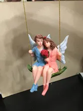 Couple Figurines Scene-Decoration Craft Swing Flower-Fairy Landscape-Pendant-Resin Romantic