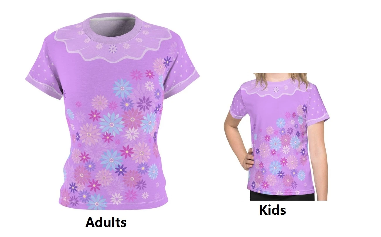 son and daughter matching outfits Encanto Inspired Isabela All-Over Print Costume Lightweight Women'sEncanto Inspired Mirabel All-Over Print Kid's Costume T-Shirt aunt and niece matching outfits