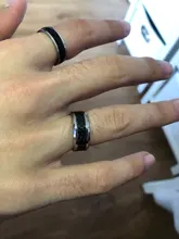 Anillo de fibra de carbono de acero inoxidable para hombre y mujer, accesorios de joyería para parejas, Color negro y plateado