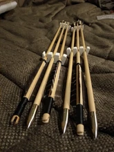 Pluma de pavo para Flecha de madera, flechas de madera para tiro con arco, práctica de tiro, punta de flecha de acero plateado, 6 uds. De diámetro de 31,5 pulgadas, 8,5mm