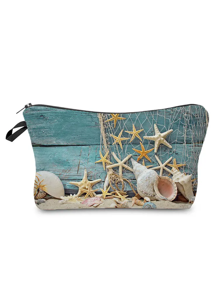 Starfish Printed Women\'s Cosmetic Organizer Bag Portable Casual Women\'s Makeup Bag Fashion Storage Bags for Women Custom Pattern