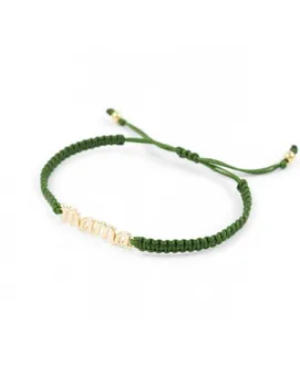 

Bracelet Golden Silver Breast Macrame Green