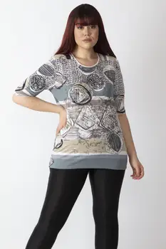 

Sans Textile Women 'S Colorful Lacquer Printed Viscose Blouse 65 N16088