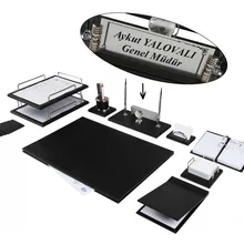 Zenia роскошный кожаный Настольный набор, набор блокнотов с именной табличкой, двойной лоток, настольный органайзер, Офисные аксессуары, аксессуары для стола