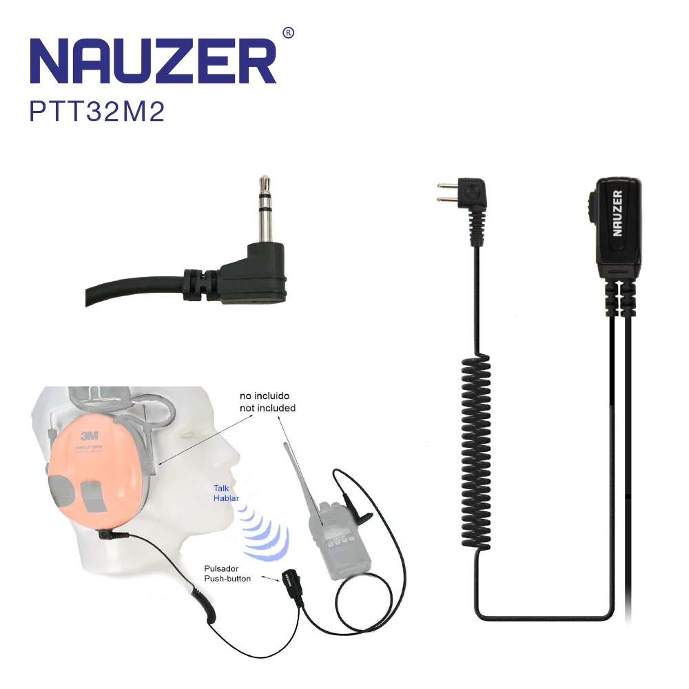 Pulsante Ptt-32M2 Nauzer Pttvalido Per Cuffia Peltor Sporttac Compatibile Con Motorola Serie T-5Xxx: T-5422 / T-5522 / T-5532 / Xtl446 / T-5622 / T-50
