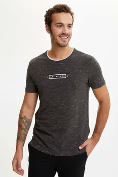 

DeFacto Man T-Shirt Men's Summer Top Tees Men's Casual Dark Grey T-Shirts Man's Short Sleeve T-Shirt Tops-N3441AZ20SM