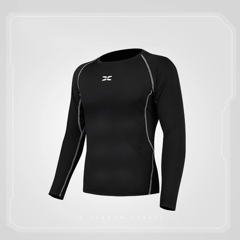 

New Long Sleeve Fitness Gym Clothing Stand Collar Compression Shirt Winter Sport Shirts Cycling Stretch Sportswear Men Camiseta