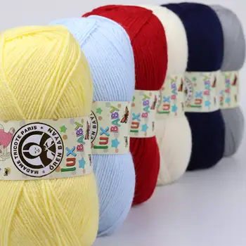 

4 Pcs 100g/ball High Quality Lux Baby Cotton Yarn For Hand Knitting Worsted Eco-Dyed Thread Colorful Needlework