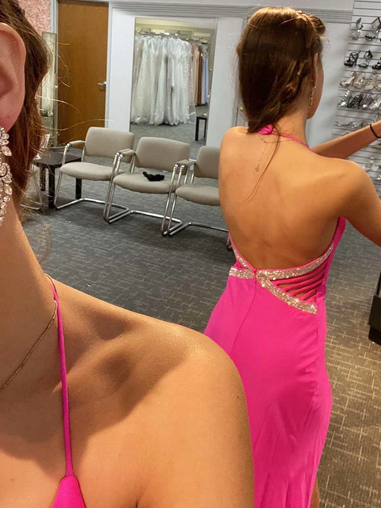 Mermaid Backless Long Pink Prom Dress Evening Dress Evening Dress Sleeveless Mermaid Spaghetti Straps Formal Party Dress 2022 green ball gown