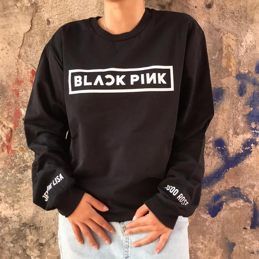 BLACKPINK толстовка из Кореи Зимняя коллекция с длинным рукавом Толстовка BTS буквами |