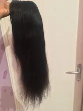Peluca de malla con división media de 30 pulgadas, cabello humano liso brasileño Remy, prearrancado con pelo de bebé, parte T, 13x1