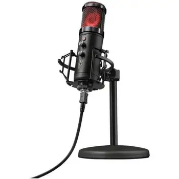 

MICROPHONE TRUST GAMING GXT 256 EXXO HANDLES USB STREAMING-RECORDING CARDIOID HIGH PRECISION-PORT MONITORING-GRID ILUM