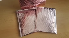 Sobres de burbuja de oro rosa de 18x23 + 4cm, bolsa impermeable a prueba de golpes para regalo, embalaje con letras