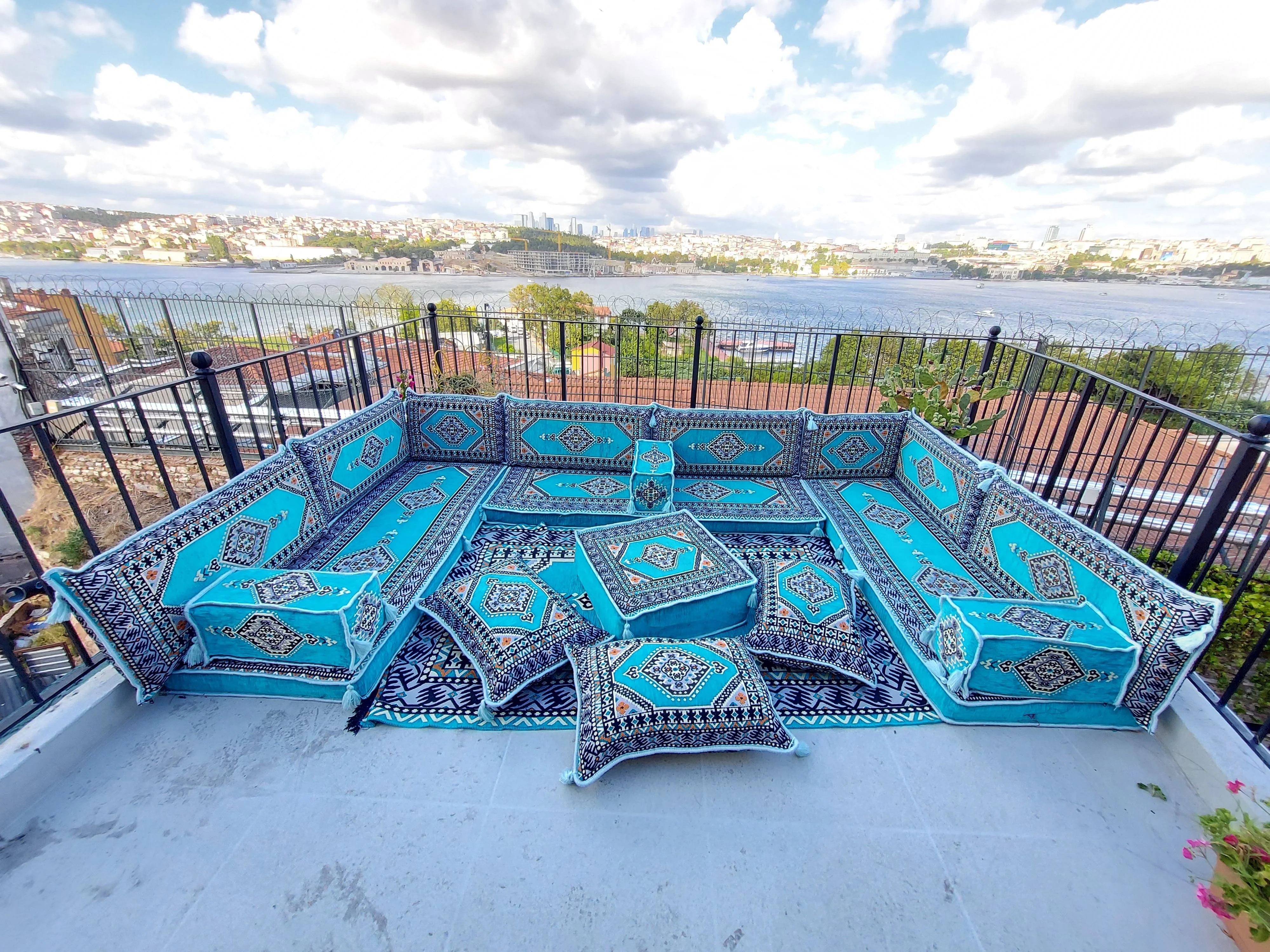 

Corner Floor Sofa Seating Set, U Shaped Arabic Sofa Set, Oriental Floor Seating, Floor Cushions, Living Room Sofa, Arabic Majlis