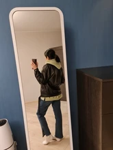 Women's Wild-Jacket Turn-Down-Collar Spring Zipper Black Fashion EAM High-Quality Loose