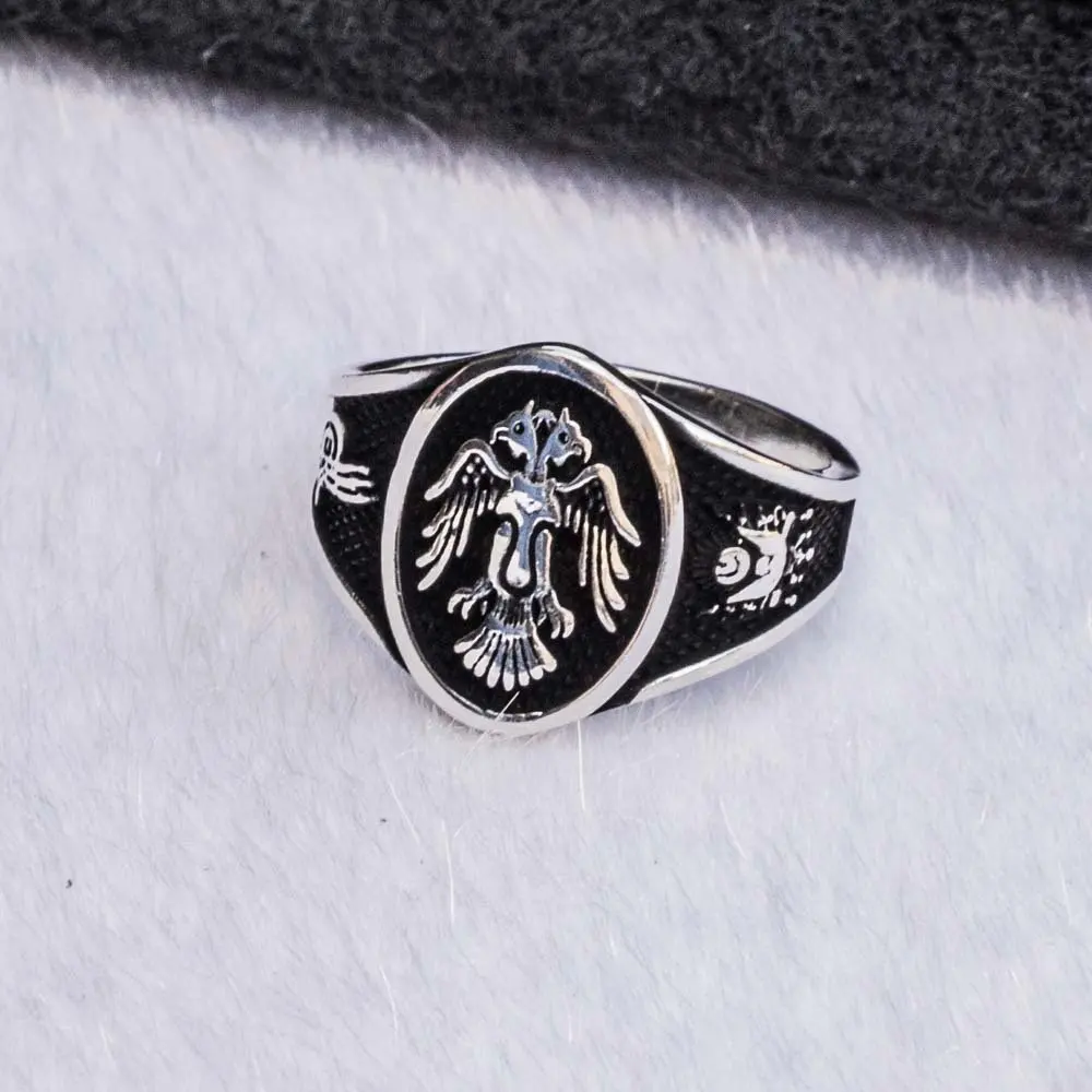 925 пробы Серебряное овальное кольцо Seljuk Eagle