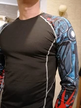 Camiseta con estampado 3D de lobo para hombre, medias de compresión para correr, camiseta transpirable de manga larga, ropa deportiva Rashgard para gimnasio y ciclismo