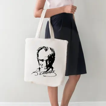 

Angemiel Bag Large Ataturk Portrait Charcoal Shopping Beach Tote Bag