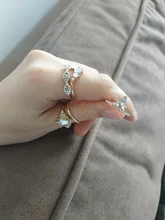 Leapi-Conjunto de anillos de cristal geométricos para mujer, Set de joyería, con corazones, manos de Fátima, hojas cruzadas, huecas