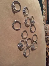 Docona 15 unids/set Vintage de Color plata anillos para las mujeres de cristal claro de piedra corazón hueco geométrico boda anillos de joyería 8946