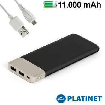 

Universal Power Bank external battery 11.000 mAh Platinet polyskin black + Metal (polymer)