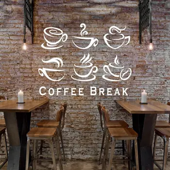 

Coffee Break Coffee Different Style Silhouette Wall Vinyl Sticker Decal Coffee Shop Wall Art Decoration A001453