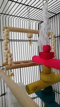 Columpio para aves de juguete para loros, juguete colgante para escalada, puente con escaleras, de madera, arcoíris, hamaca de guacamayos