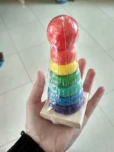 Bloques de construcción de torre de apilamiento de arcoíris para niños, juguetes Montessori para enseñanza temprana, ayuda, juguetes de madera para bebés, regalo YJN