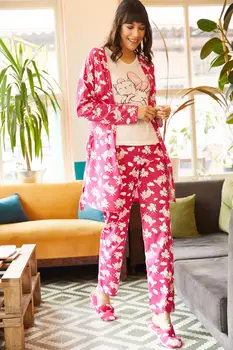 

Ola Women Anthracite 4'lü Pajamas set TKM-19000051