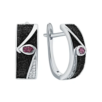 

Silver earrings with corundum, glitter and cubic zirconia sunlight sample 925