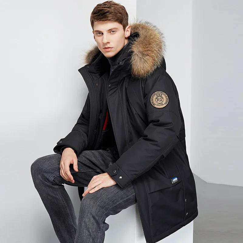 Men Down Jackets Winter Hooded Mid-Length Plus Size For Business
