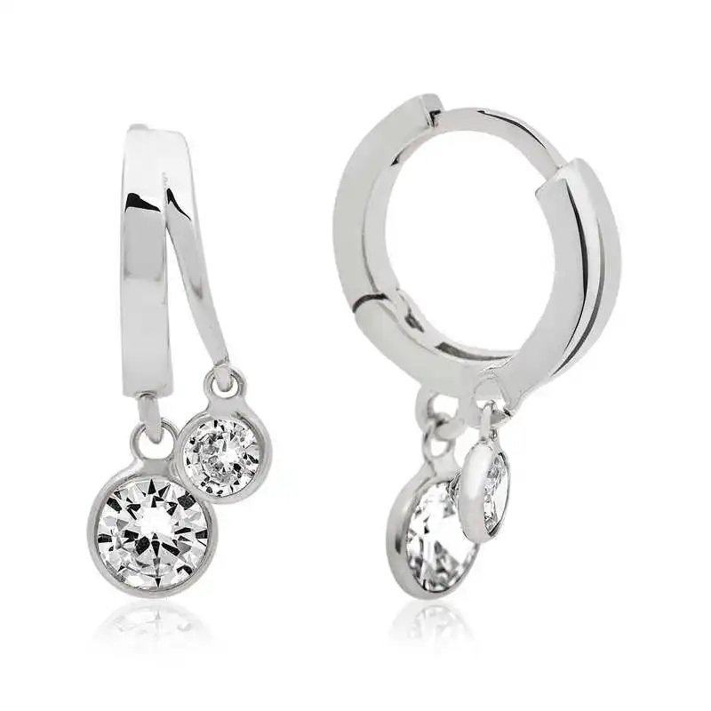 

Silver Double Cubic Zirconia Hoop Earrings