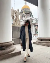 Marca del Reino Unido 2021 nueva moda Otoño/otoño Casual doble botonadura Simple clásico Trench largo con cinturón mujer Chic chaqueta