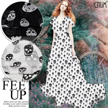 

CNUM SC074 100% Natural Silk Chiffon/Skull/Silk Fabric Quality Soft Anti-UV/Width 1.48yd Thickness 6mm