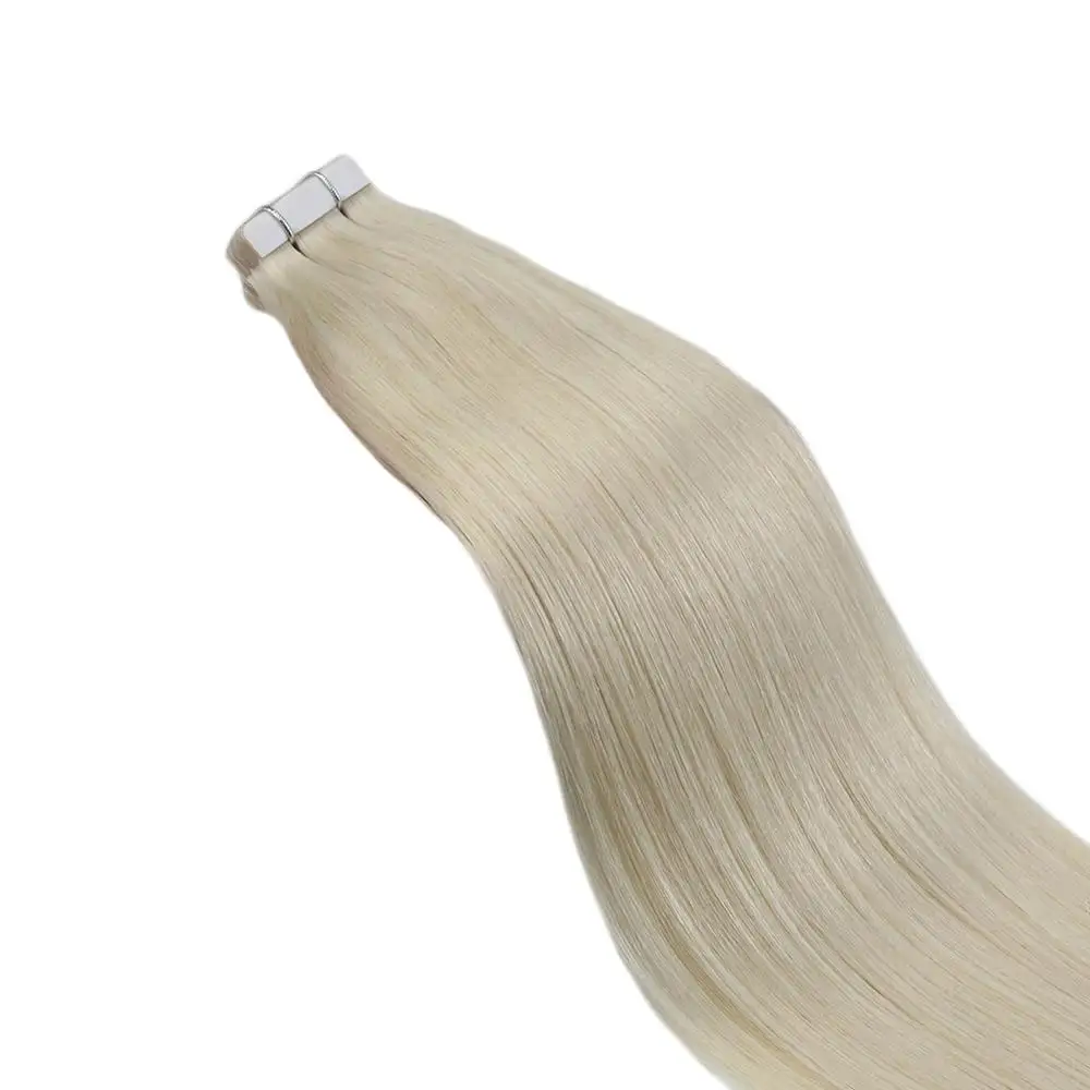 Ugeat 12-24inch Tape in Human Hair Extensions Real Hair Machine Remy Silky Straight Seamless Skin Weft Solid Color 10P/20P/40P