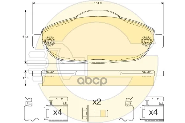 Колодки Тормозные Peugeot 308 07-/3008 09- Передние Girling 6117614 Girling арт. 6117614