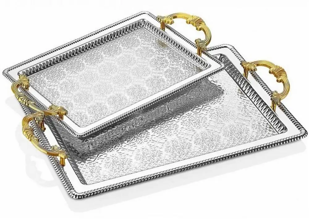 2 pc Turkish Ottoman Coffee Tea Beverage Serving Square Tray | Дом и сад