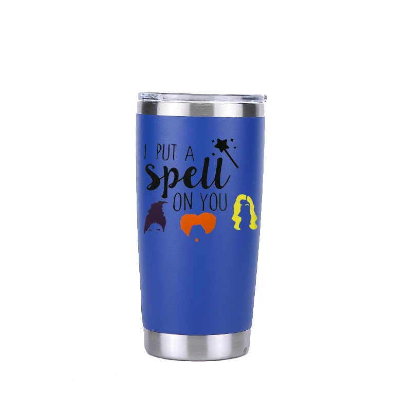 20 oz dark blue Хэллоуин hous Pocus 30 oz тумблер путешествия автомобиль пивная кружка с двойными стенками Изолированная вакуумная фляжка из нержавеющей стали Термос кофейные кружки - Цвет: 20 oz dark blue