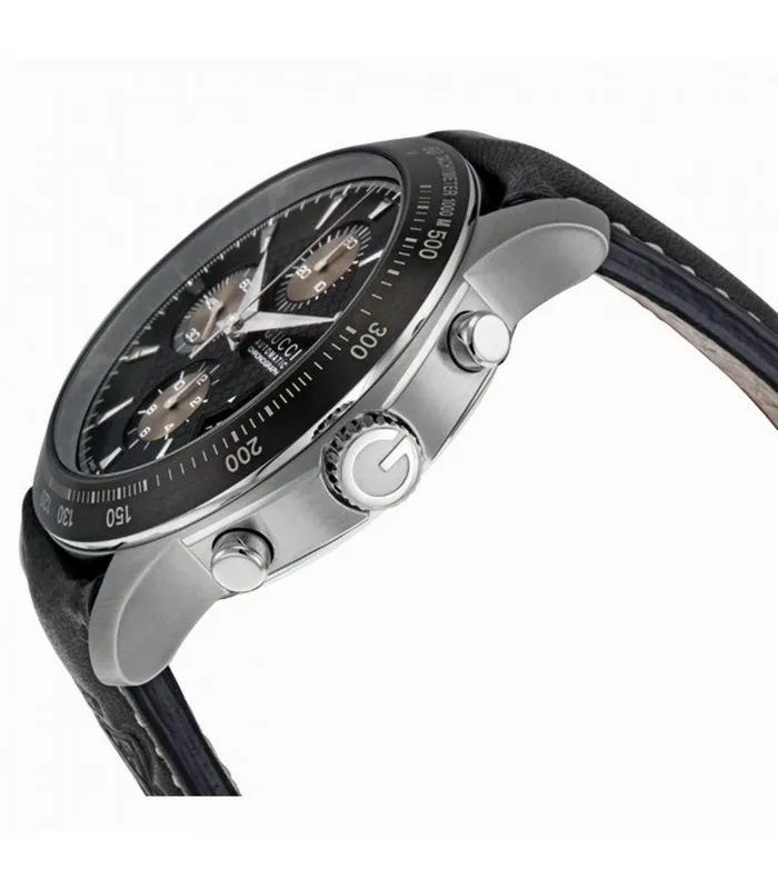 GUCCI часы G-TIMELESS кранограф автоматический черный циферблат кожаный для мужчин YA126215