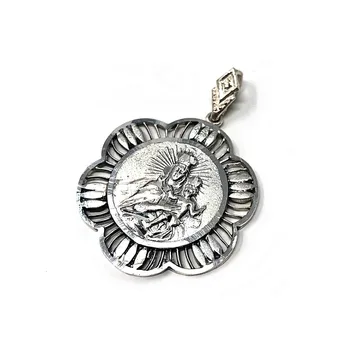 

Medal 925 sterling silver m Virgin Carmen 30mm. Fence rhombus openwork smooth back [AA9816]
