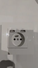 Delviz-enchufe estándar francés, CA 100-250V, Cargador USB de doble puerto para móvil, blanco con panel de interruptor, enchufe de corriente USB de pared de 16A