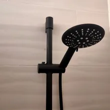 Slide-Bar Hose Shower-Riser Wall-Mount Hand-Held Adjustable Black with 