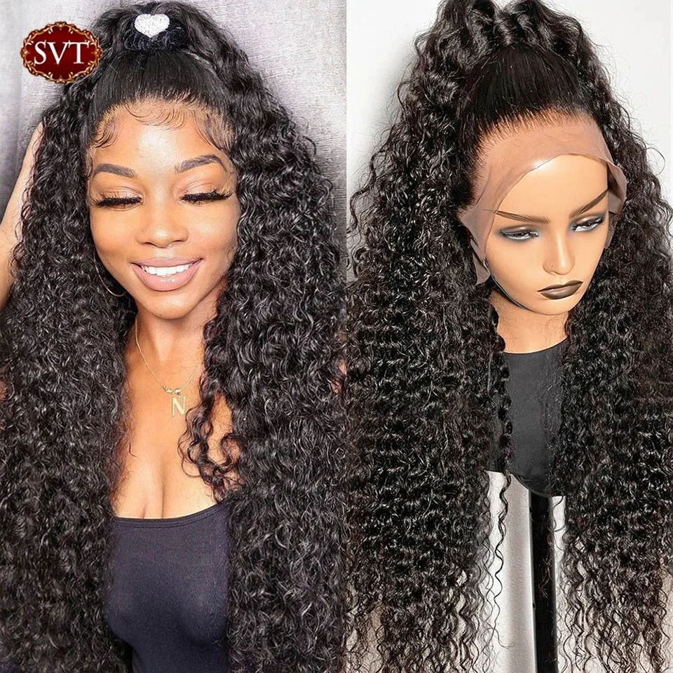 SVT Indian Hair Curly Lace Frontal Wig 4x4 Lace Closure Human Hair Wig For Women Pre-plucked Wet And Wavy Curly Frontal Wig