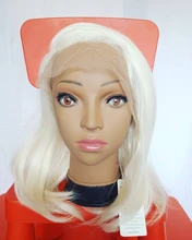 Golden Beauty-pelucas frontales de encaje para mujer, pelo sintético liso Rubio, sin enredos, fibra resistente al calor, Cosplay